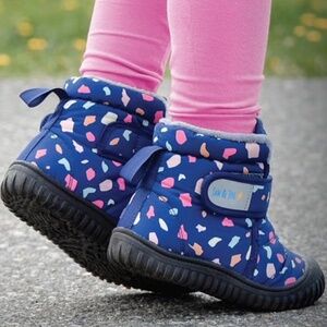 JAN & JUL Toasty Dry Winter Snow Boots Toddler Navy Pink size 5 EUC